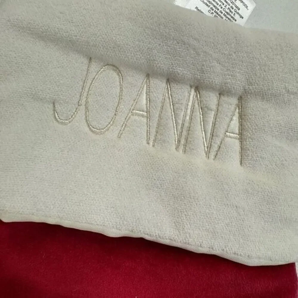 West Elm Red Velvet Large Holiday Christmas Stocking Monogrammed Joanna